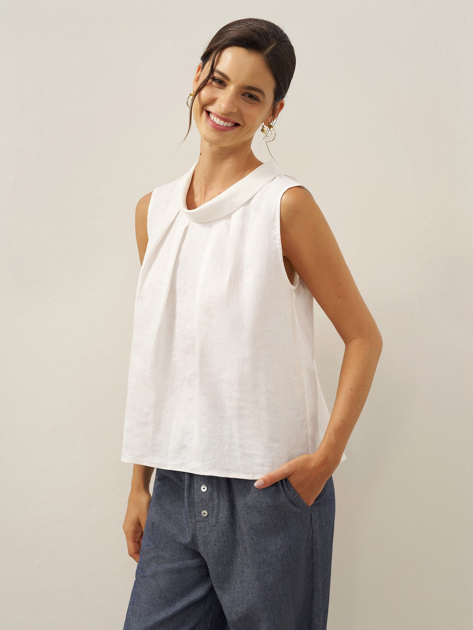 Blair Linen Sleeveless Blouse