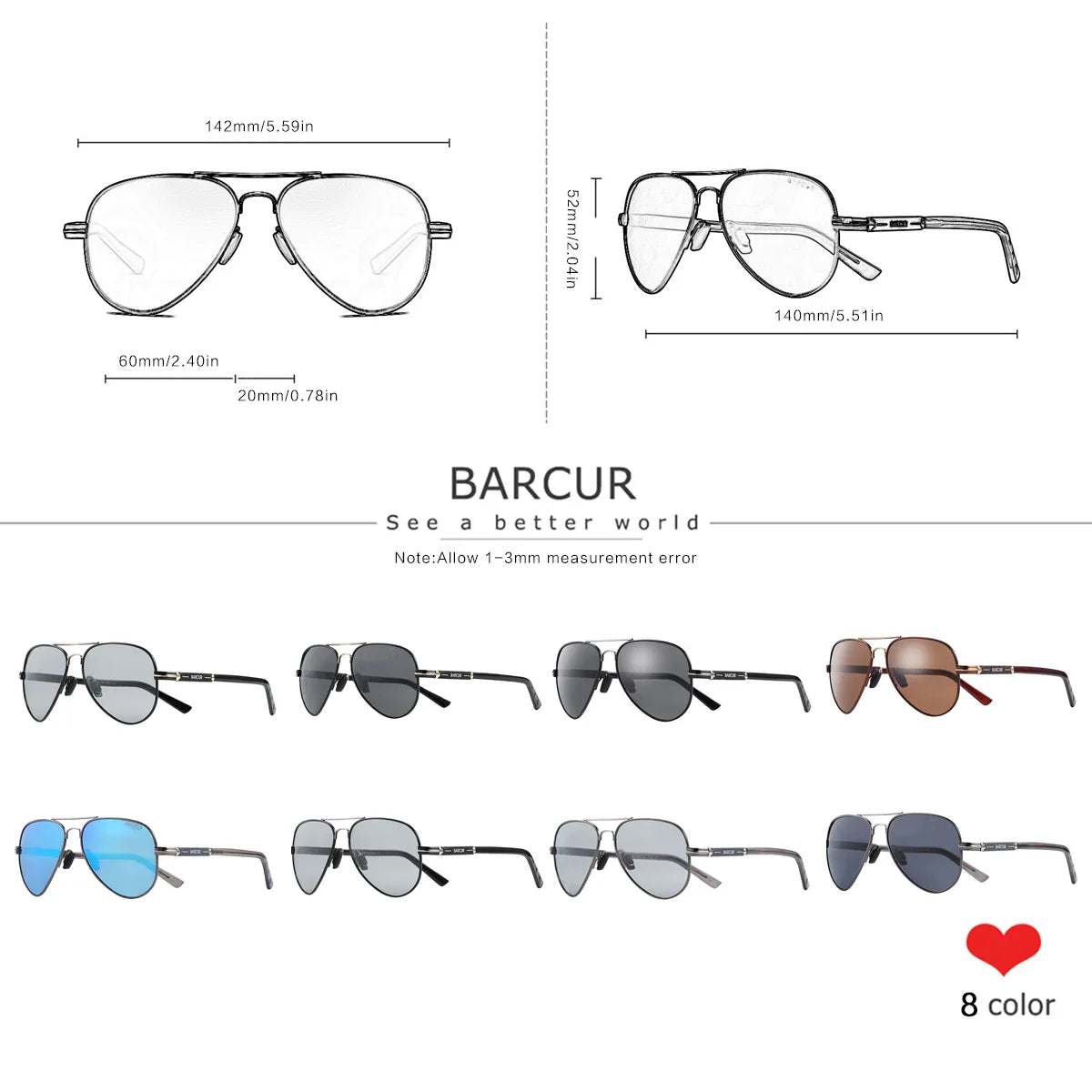 BARCUR Oversize Polarized Sunglasses